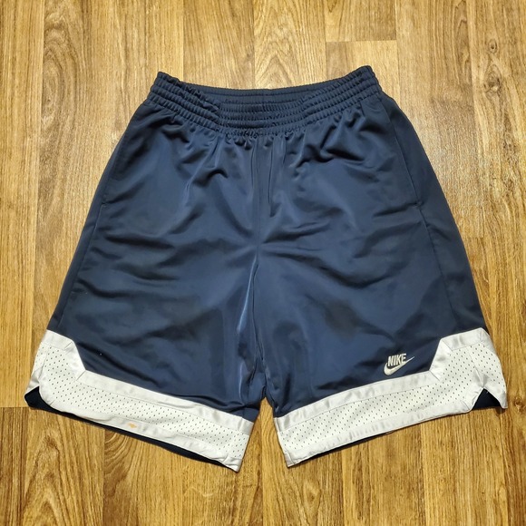 Vintage‎ 90s Nike Shorts Men Medium Blue Shiny Dazzle Basketball Gray Tag - Picture 1 of 10
